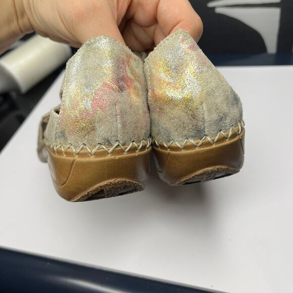 Remonte Women's Shoes 37 6 Gold Metallic Floral Leather Mary Jane Comfort - Picture 4 of 9